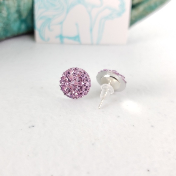 Lavender Acrylic Druzy Stud Earrings - Picture 4 of 7